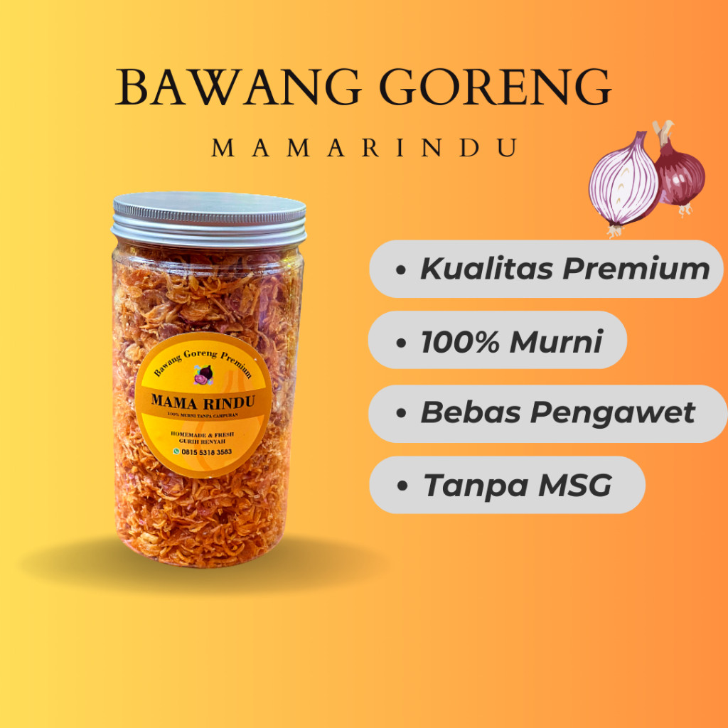 

Bawang Goreng Homemade 250gr Kualitas Premium Murni Tanpa Campuran - Mamarindu.idn