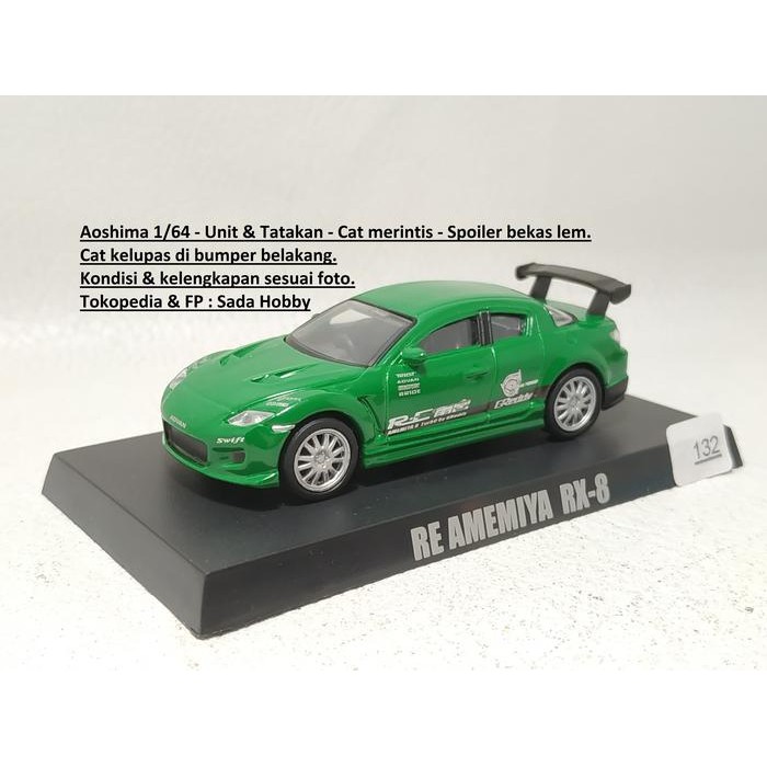 Aoshima Option Diecast Skala 1/64 Mazda RX-8 Re Amemiya RX8 Hijau