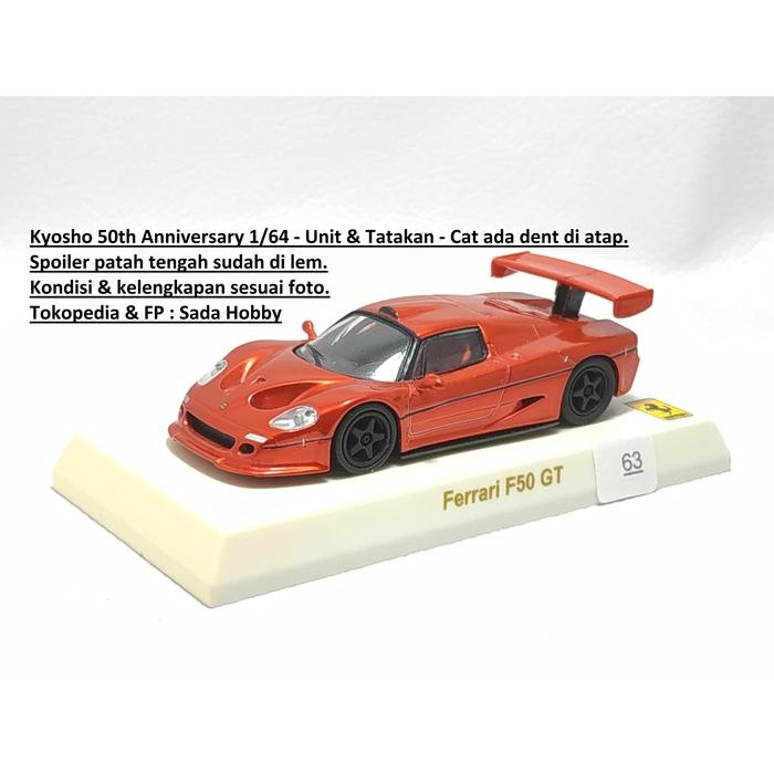 Kyosho 50th Anniversary Diecast Skala 1/64 Ferrari F50 GT Red Orange No Box JUNK