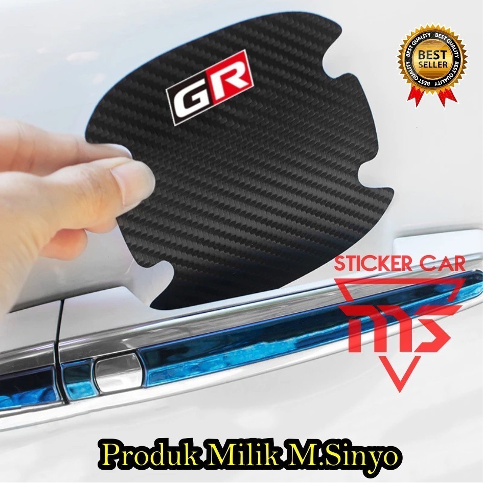 Sticker karbon 3d toyota gr sport pelindung handle mobil raize rush innova fortuner veloz agya yaris