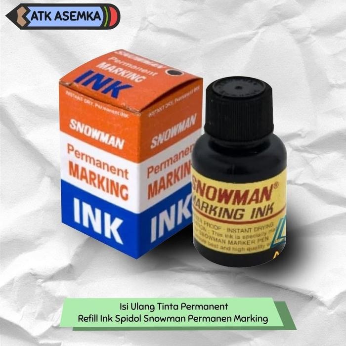 

br e Isi Ulang Tinta Permanent / Refill Ink Spidol Snowman Permanen Marking - Merah