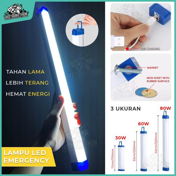 br e lampu neon led panjang T7 usb bolam let portable emergency lamp darurat mati lampu lid terang u