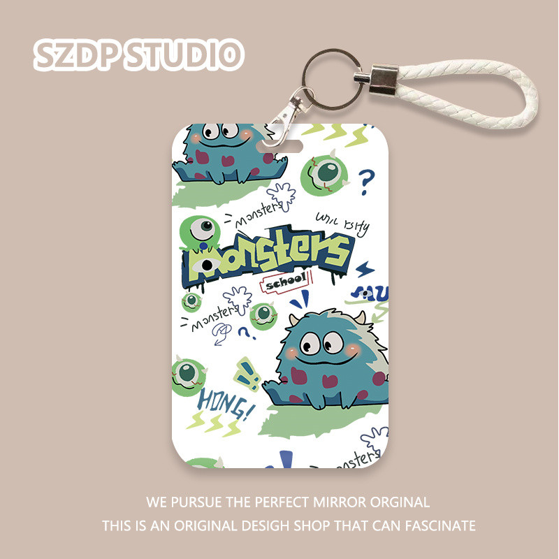 

ID CARD Penutup pelindung kartu bank gantungan kunci pola monster kecil hijau lucu kartun Korea penutup pelindung kartu bus penutup pelindung kartu ID