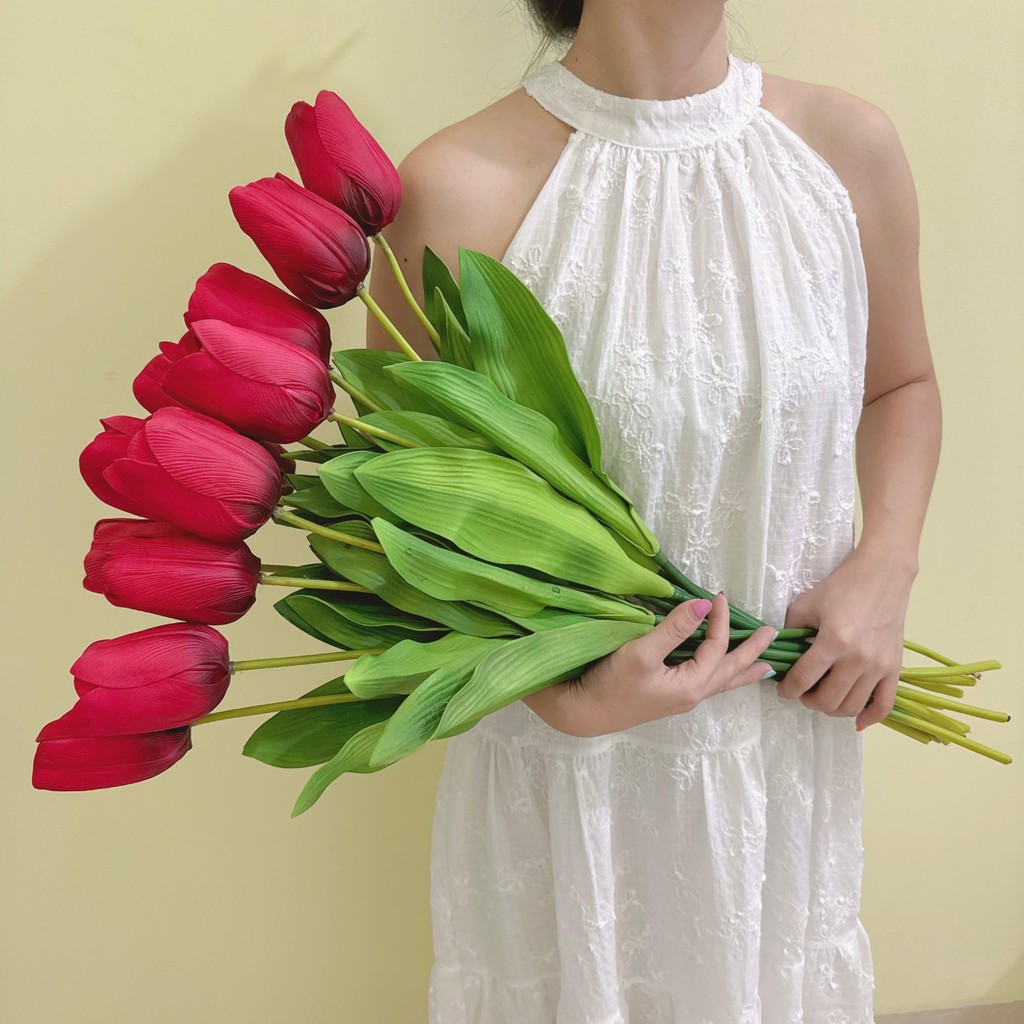 Bunga Tulip Tunggal Besar Jumbo Bunga Hias Premium Tangkai 67cm 1 Kuntum