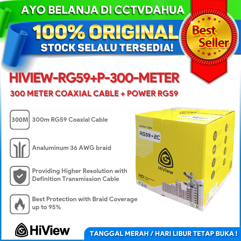 HIVIEW HIVIEW-RG59+P-300-METER 300 METER COAXIAL CABLE + POWER RG59