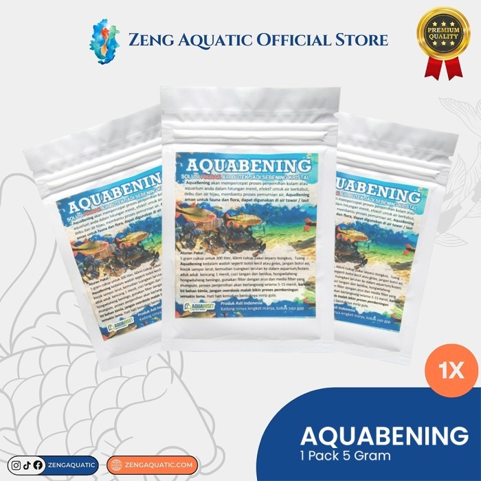 Aquabening Penjernih Air 5G - Bubuk Penjernih Air Aquarium - Hilangkan Kekeruhan & Bau - Jaga Air Te