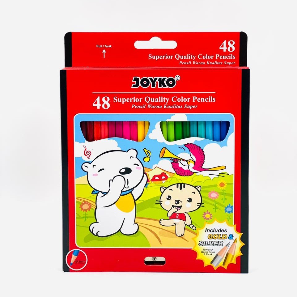 

( StaLand / DAPAT 1 SET ) PENSIL WARNA JOYKO CP-48PB / Pensil Gambar Color Pencil JOYKO 48 WARNA PANJANG CP-48PB