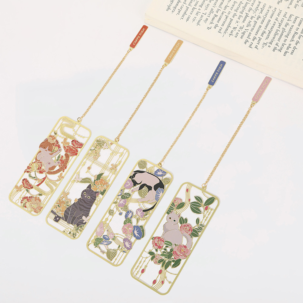 

1PC Lovely Cat Bookmark Metal Bookmark Brass Metal Classical Cute Style Student Gift Cultural and Creative Hollow Bookmark