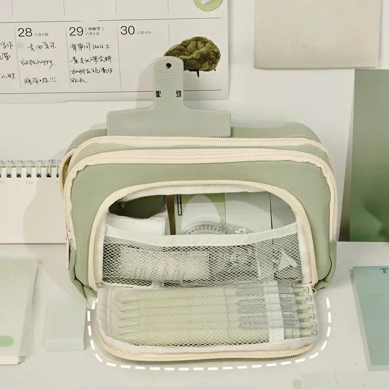 

New Girl Large Capacity Aesthetic Pencil Bag School Cases Cute Stationery Holder Bag Zipper Pencil Pouch Student School Supplies