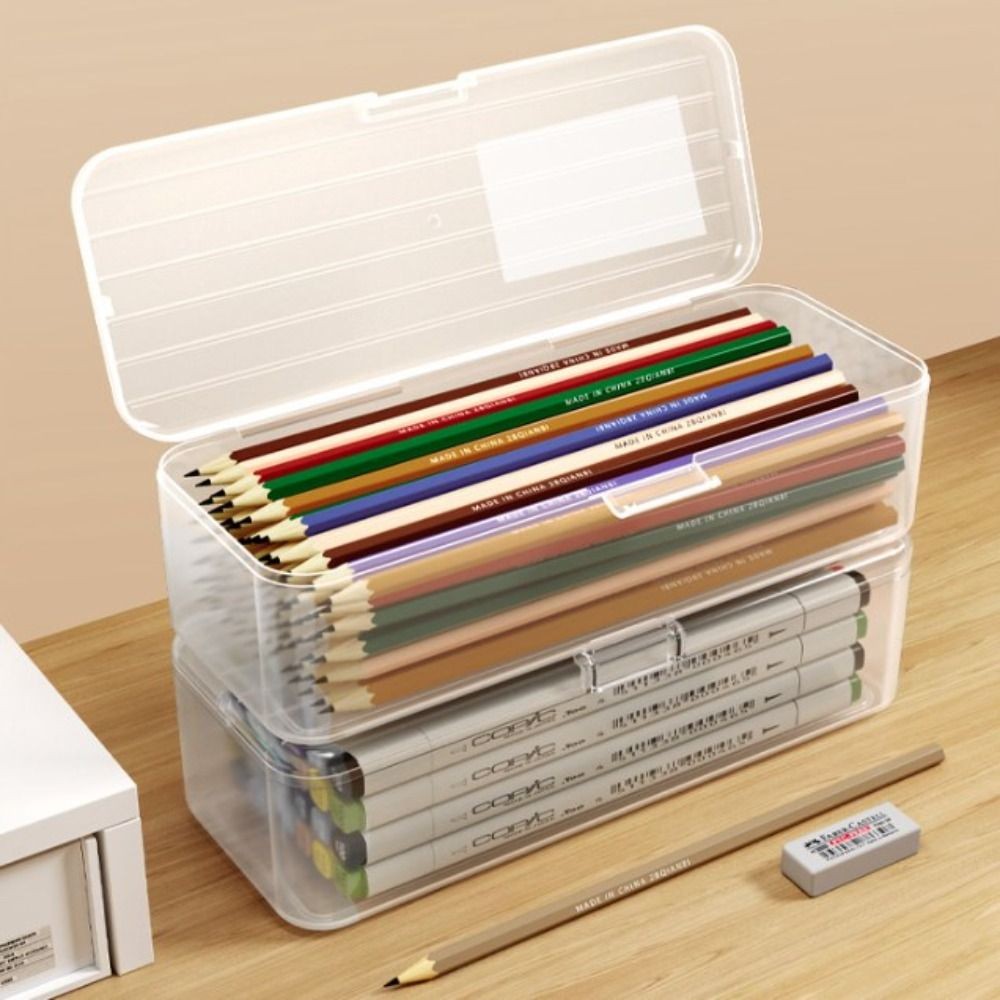 

Multifunctional Pen Pencil Box INS Transparent Art Supply Pencil Case Waterproof Desktop Organizer Drawing Tool