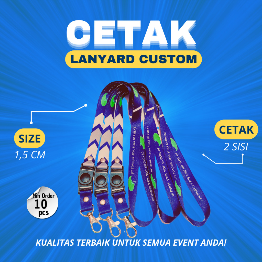 

Cetak Lanyard Custom Full Colour 1,5 cm 2 sisi/Printing Sublim dengan Hasil yang Memuaskan