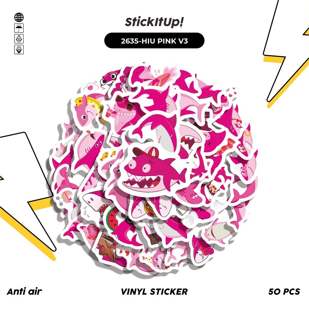 

COD✨ 50 Pcs Stiker HIU PINK V3 Lucu Anti Air Untuk Dekorasi Notebook Sepeda Skateboard Handphone DIY