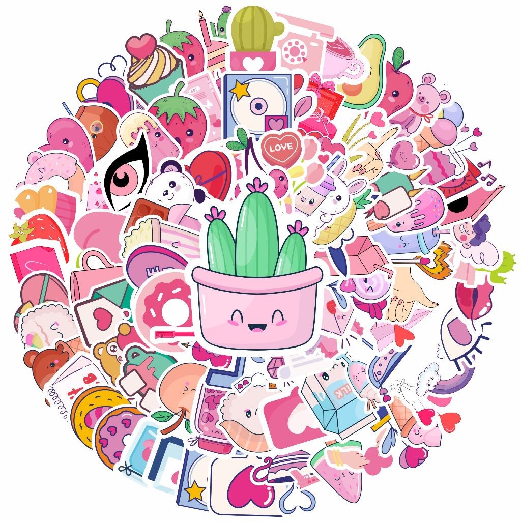 

COD 50 Pcs Stiker Pack Motif Kartun Kawai Warna Pink Keren Anti Air Untuk Dekorasi Notebook Sepeda Skateboard Handphone DIY