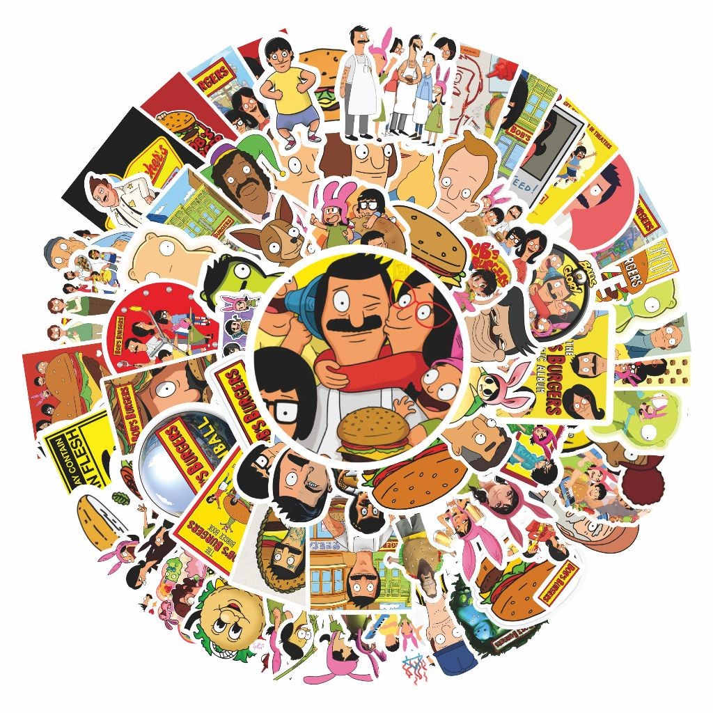 

COD 100 Pcs Motif Bob Burgers Lucu Colorfull Keren Anti Air Untuk Dekorasi Notebook Sepeda Skateboard Handphone DIY