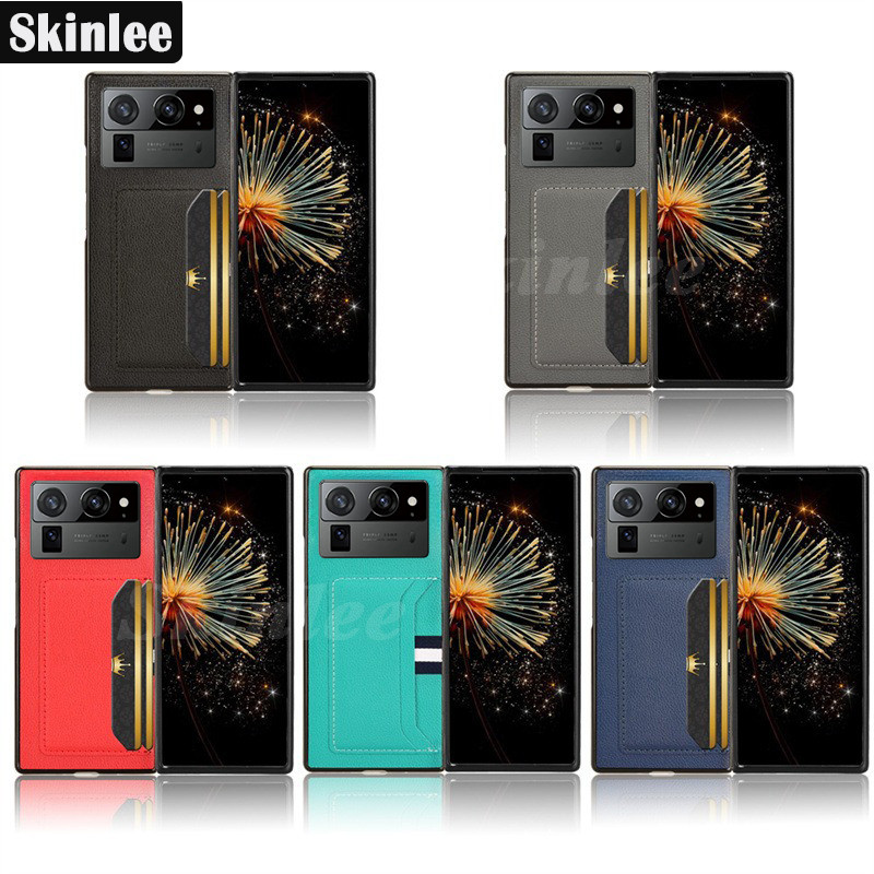 For Tecno Phantom V Fold2 case Leather Card Slot Holder Snap-on Hybrid PC+TPU Full Protection For Te