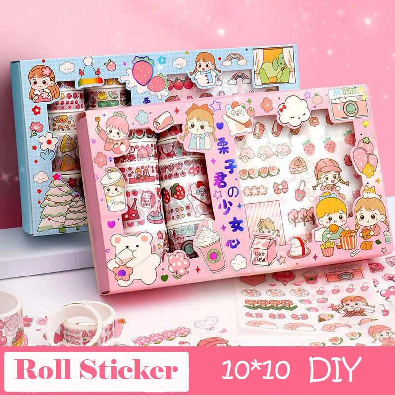 

Oria 1 Set Sticker Sticker Lucu / Stiker Super Cute / Premium Set Kotak Hadiah Stiker / 1 Set Box Premium Karakter Lucu + Roll Stiker + 10x10 Stiker