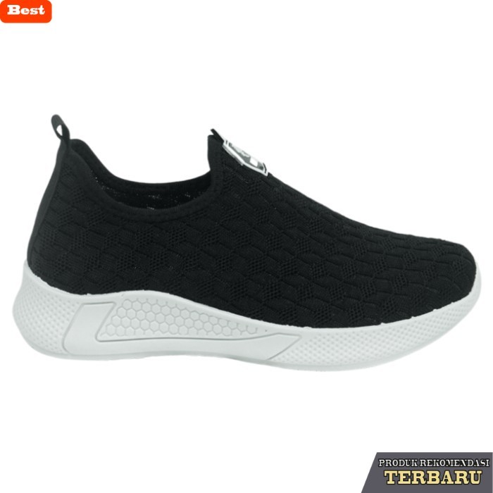 sepatu olahraga wanita Dr. Kevin Sepatu Olahraga Wanita Sneakers Flyknit Slip On 589-062 - Hitam, 41