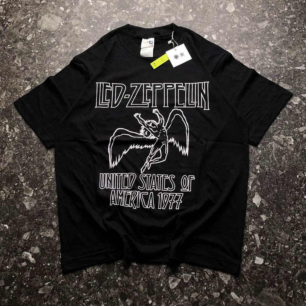 T-Shirt Oversize Led Zeppelin 1977 Nort American Tour | Kaos Wanita Putih | Kaos Pria | Baju Pria | 