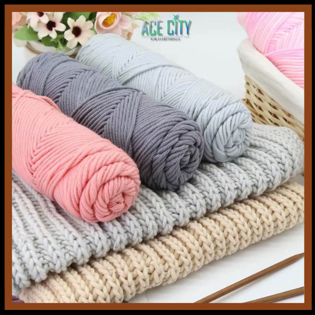 Benang Rajut Katun Sutra Susu 8Ply Besar / Katun Susu Import Big 8ply (100gram)
