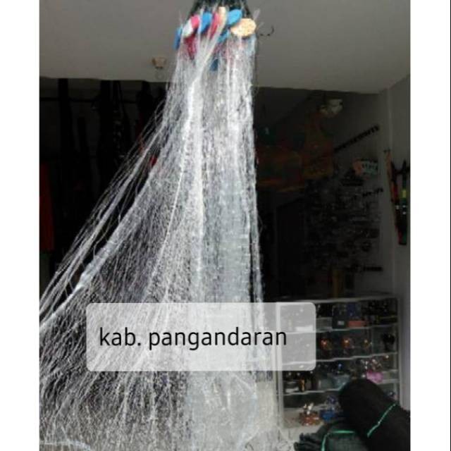 Jaring ikan siap pakai 3 lapis tinggi 1m panjang 50m bandul lanting tanah bahan seperti genteng jari