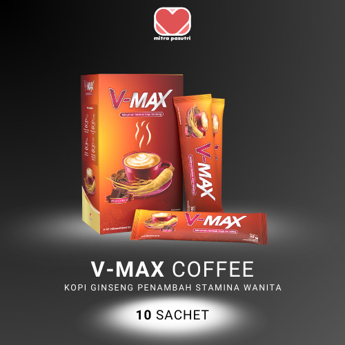 

V-MAX Kopi Ginseng Penambah Gairah Stamina Wanita Tahan Lama 1 Box 10 Sachet