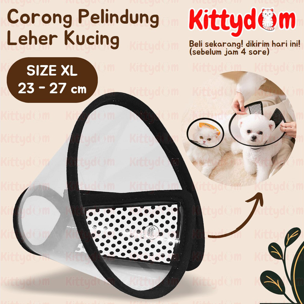 KITTYDOM Penutup Kepala Elizabeth Collar Corong Pelindung Leher Kucing Anjing Kitten Anabul Anti Gig