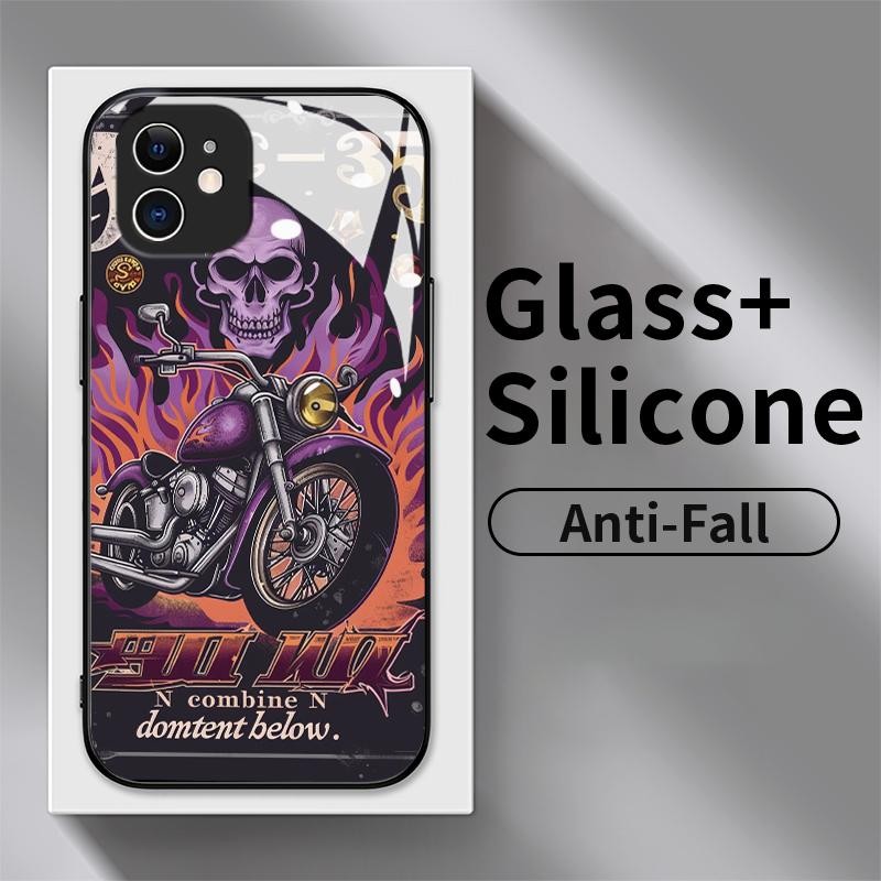 Casing Hp For Samsung A54 5G A50 A50s A51 4G A52 A52s A53 A7 2018 Case Kaca Tempered Motif Tengkorak