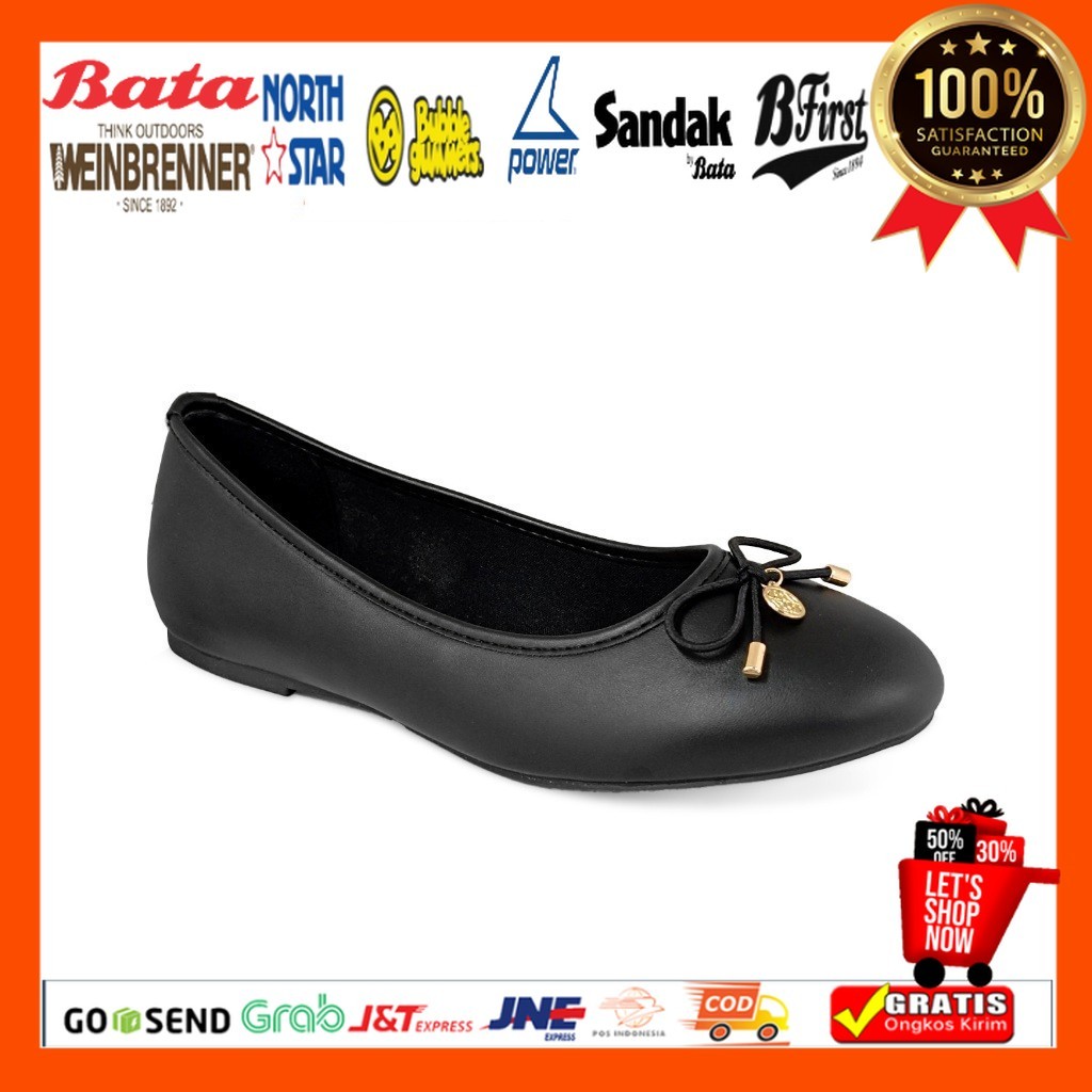 Sepatu Flatshos BATA Sepatu Wanita Cantika 2 Black - 5516045