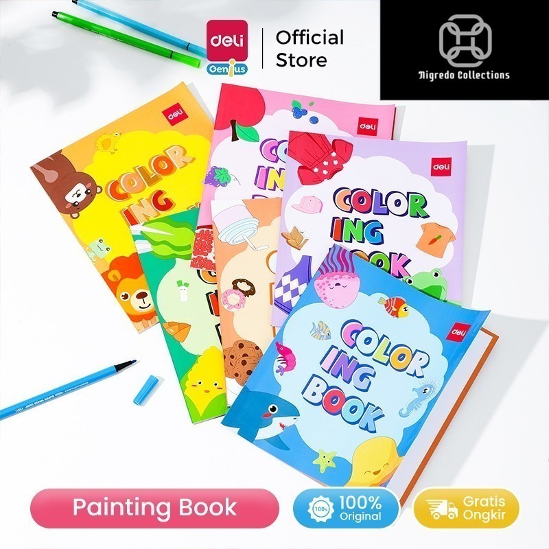 

Deli Children Coloring Book / Buku Mewarnai Anak 12 Lembar Kertas 120G Berbagai Tema EN04X