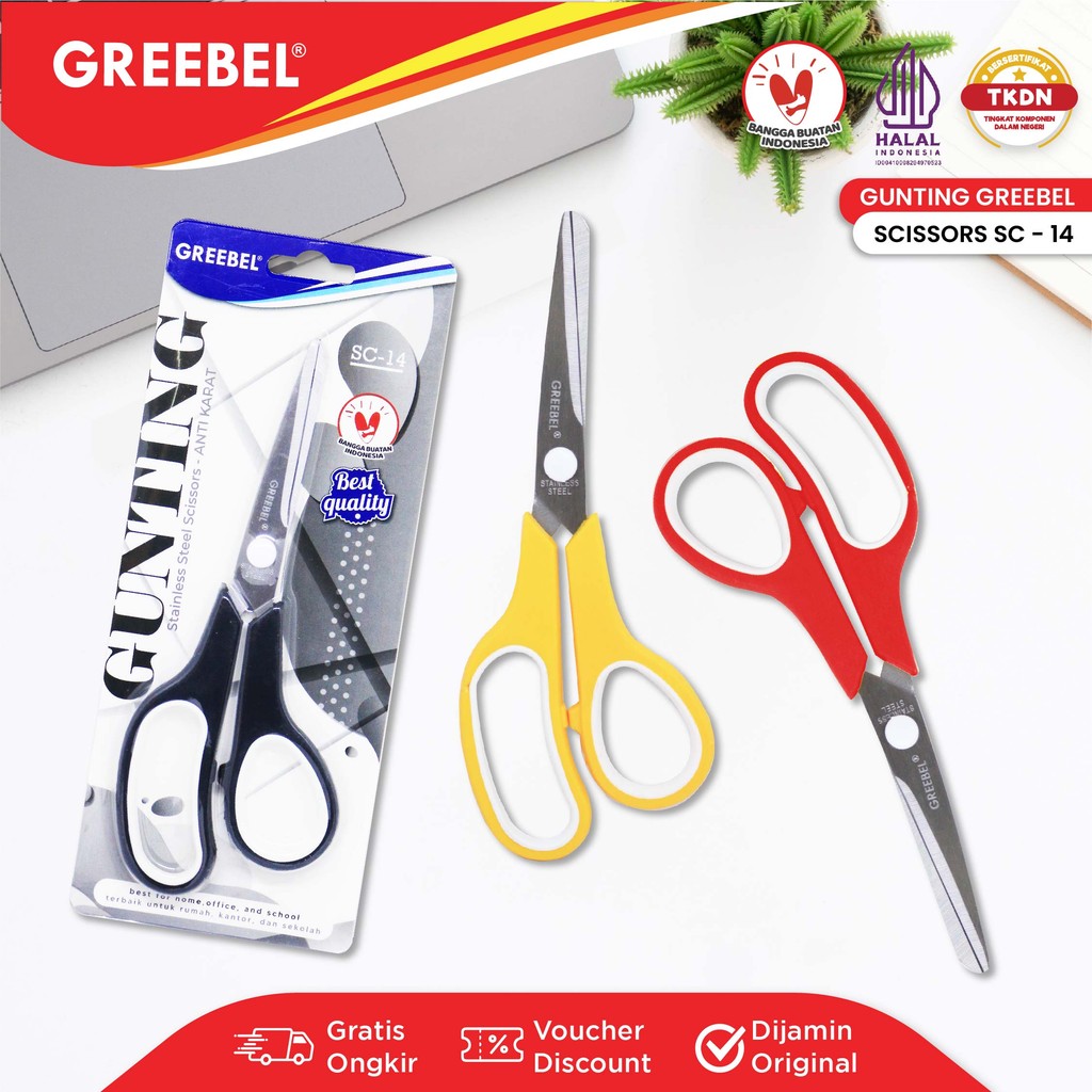 

GREEBEL Gunting Sedang Scissor (GUNTING SC-14) / Gunting Stainless / Anti Karat Nyaman Digenggam