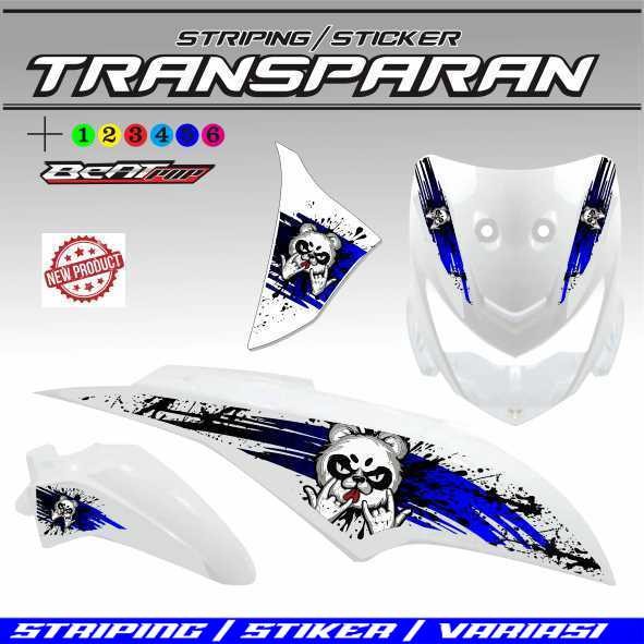 STIKER MOTOR COS STIKER STRIPING TRANSPARAN MOTOR HONDA BEAT POP MOTIF BARU PANDA RACING ART 1