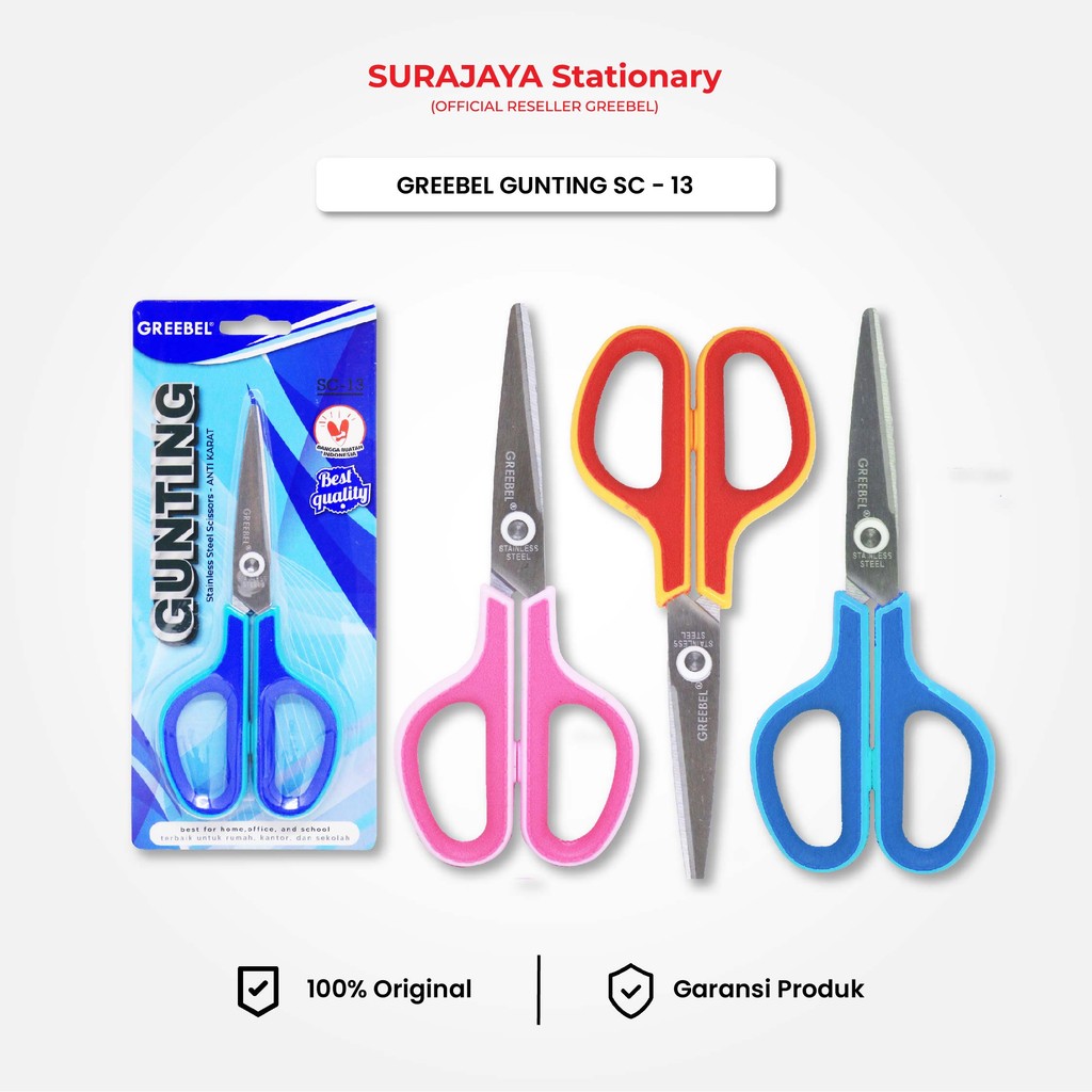 

Gunting Sedang Greebel Scissor (GUNTING SC-13) / Gunting Stainless / Anti Karat Nyaman Digenggam