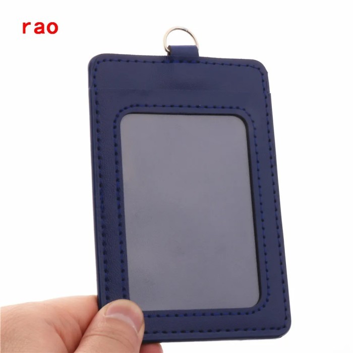 

⭐BISA COD⭐ Nametag Id Card Holder Kulit ID Card Kulit 2 Slot / Badge ID Biru