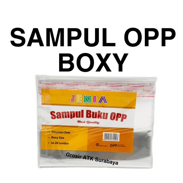 

( StaLand ) / ( DAPAT 1 PAK 20 LEMBAR ) Sampul Cover Buku BOXY OPP Mika Transparan Bening Dengan Lem