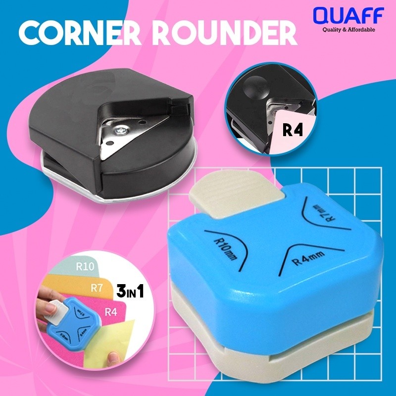 

3 IN 1 Corner Puncher Pemotong Sudut Corner Puncher Rounder Pemotong Ujung Kertas Plastik pembolong kertas 3-in-1 Round Corner Trimmer Puncher R4mm / R7mm / R10mm