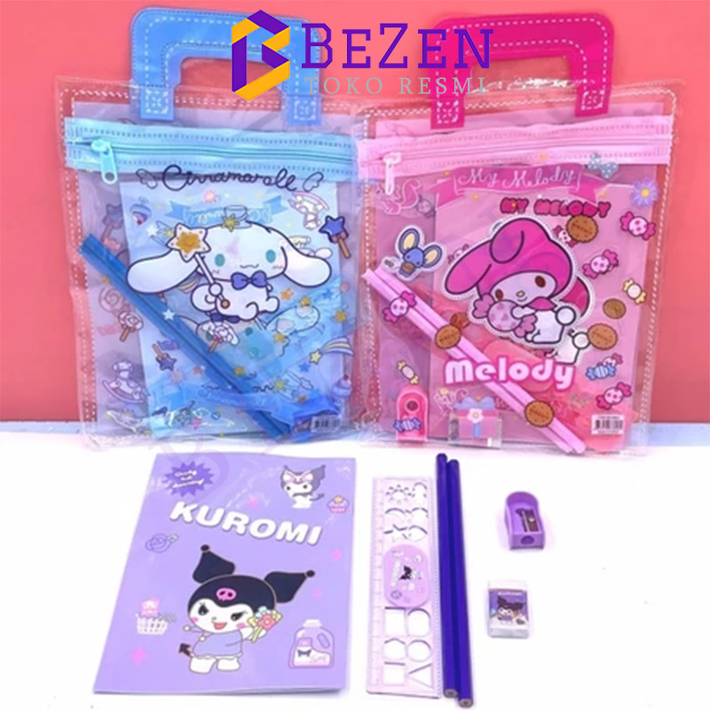 

Kotak Pensil Anak Set 6 in 1 Stationery Untuk Hadiah Anak Sekolah Sanrio /Alat Tulis Set Kotak Pensil Karakter Kuromi /Stationery /kotak pensil set karakter sanrio