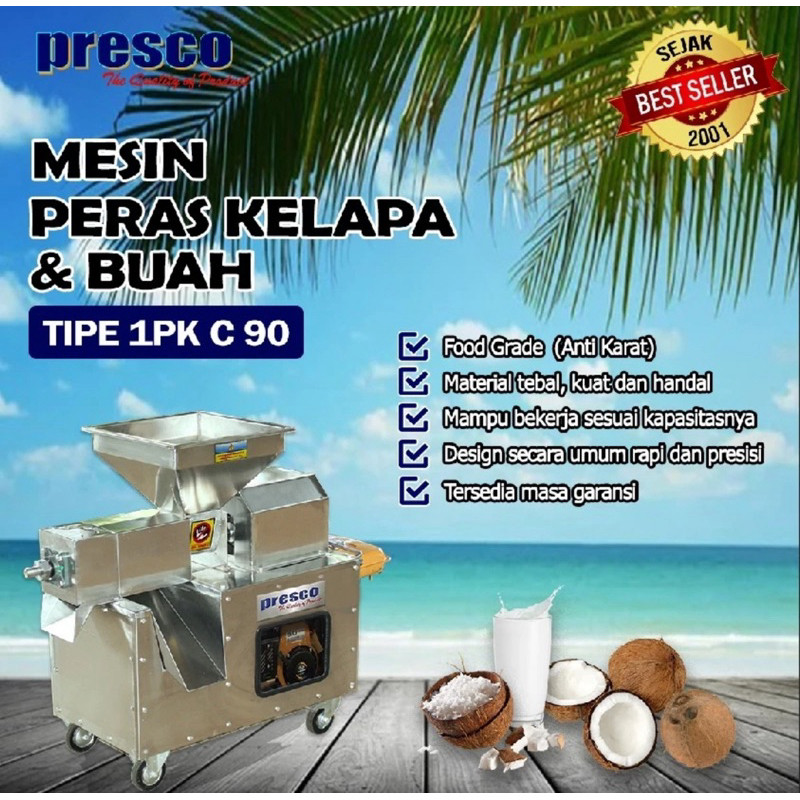 PRESCO Mesin Peras Kelapa dan Buah Type 1 PK C 90 NR Pengerak Bensin