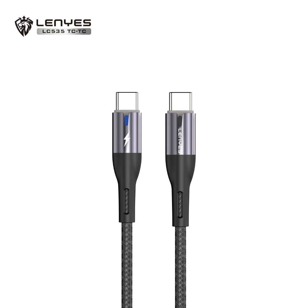 Kabel Data LENYES LC535 60W Fast Charging Type C To Type C Data Cable Charger Braided Nylon 1 Meter