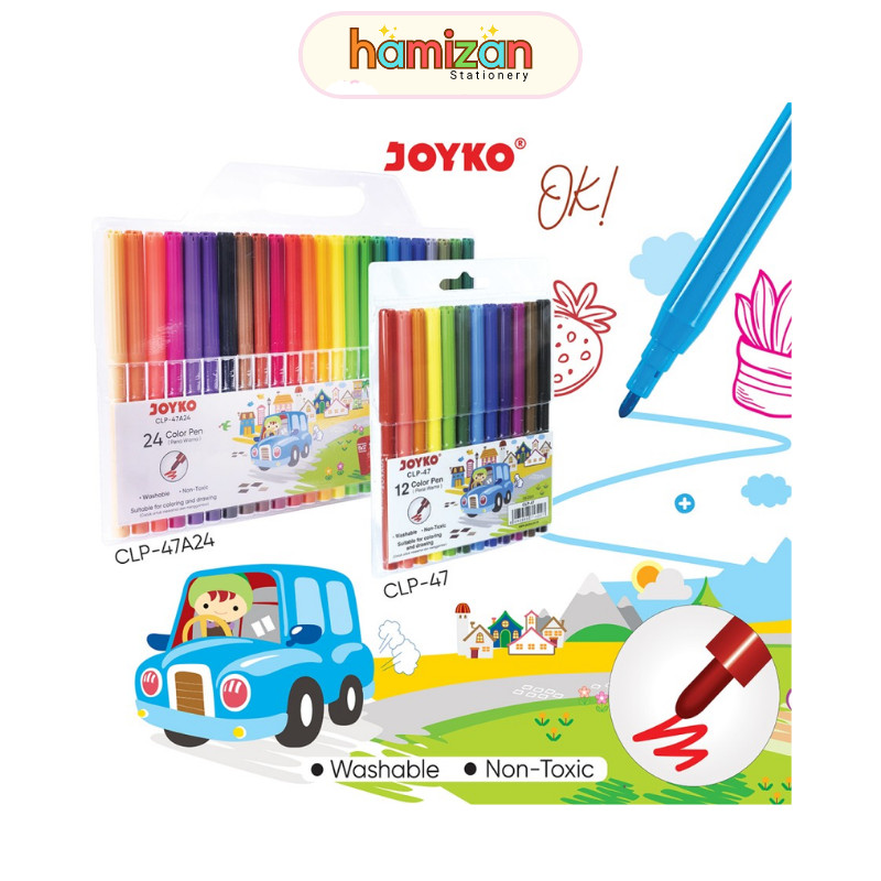 

Spidol 12 warna / Color Pen Joyko Ekonomis Clp-47 Clp47 Murah Berkualitas