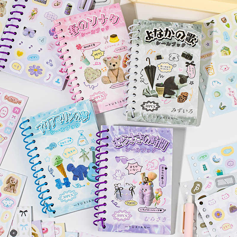 

30sheets/piece Korean Ins Cute Collage Material Decorative Sticker Book Laptop Kpop Scrapbook Journal Kawaii Stickers Kids Gift
