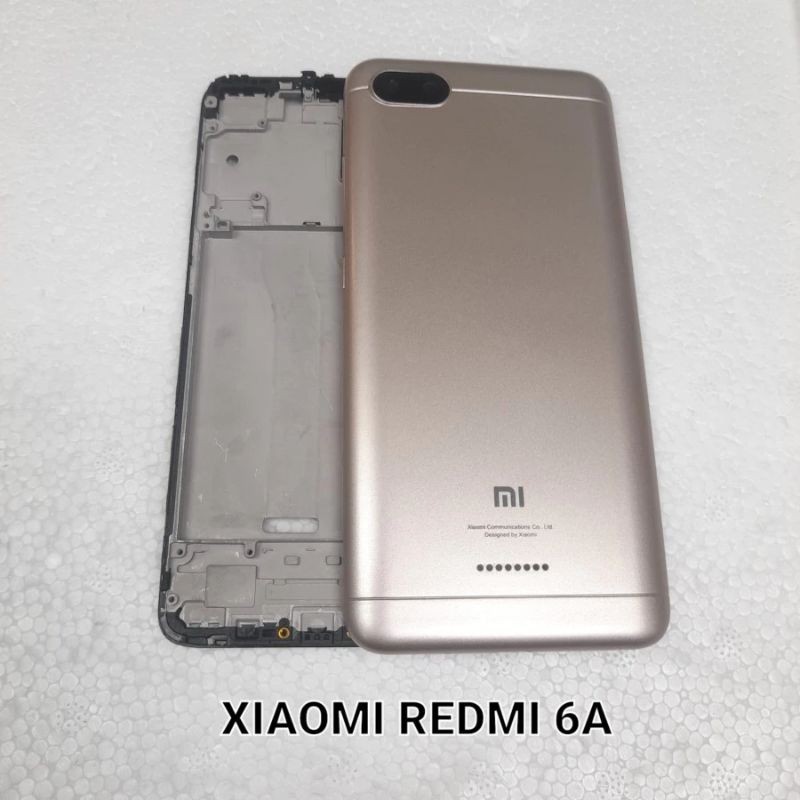CASING HOUSING FULLSET HP XIAOMI REDMI 6A DUAL SIM KESING BEKDOR + FRAME LCD FULL SET XIOMI