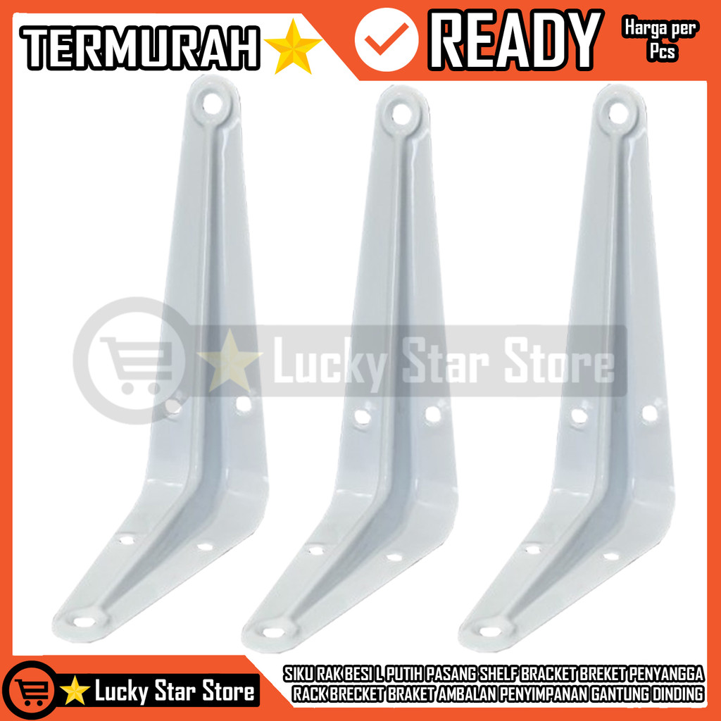 Penyangga Siku Rak Besi Buku L Putih Pasang Shelf Bracket Breket Rakk Rack Brecket Braket Ambalan Pe