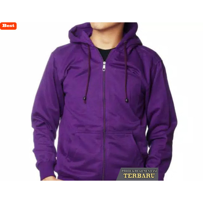 hoodie pria keren Terlaris Jaket Zipper Polos Xl,Xxl Ungu Pria Wanita Hoodie - Ungu, XXL