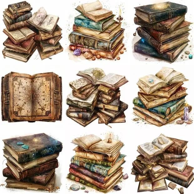 

20pcs Retro Books Stickers Pack Varied for Kids Crafts Scrapbooking Travel Luggage Laptop Notebook Aesthetic Decoration Decals