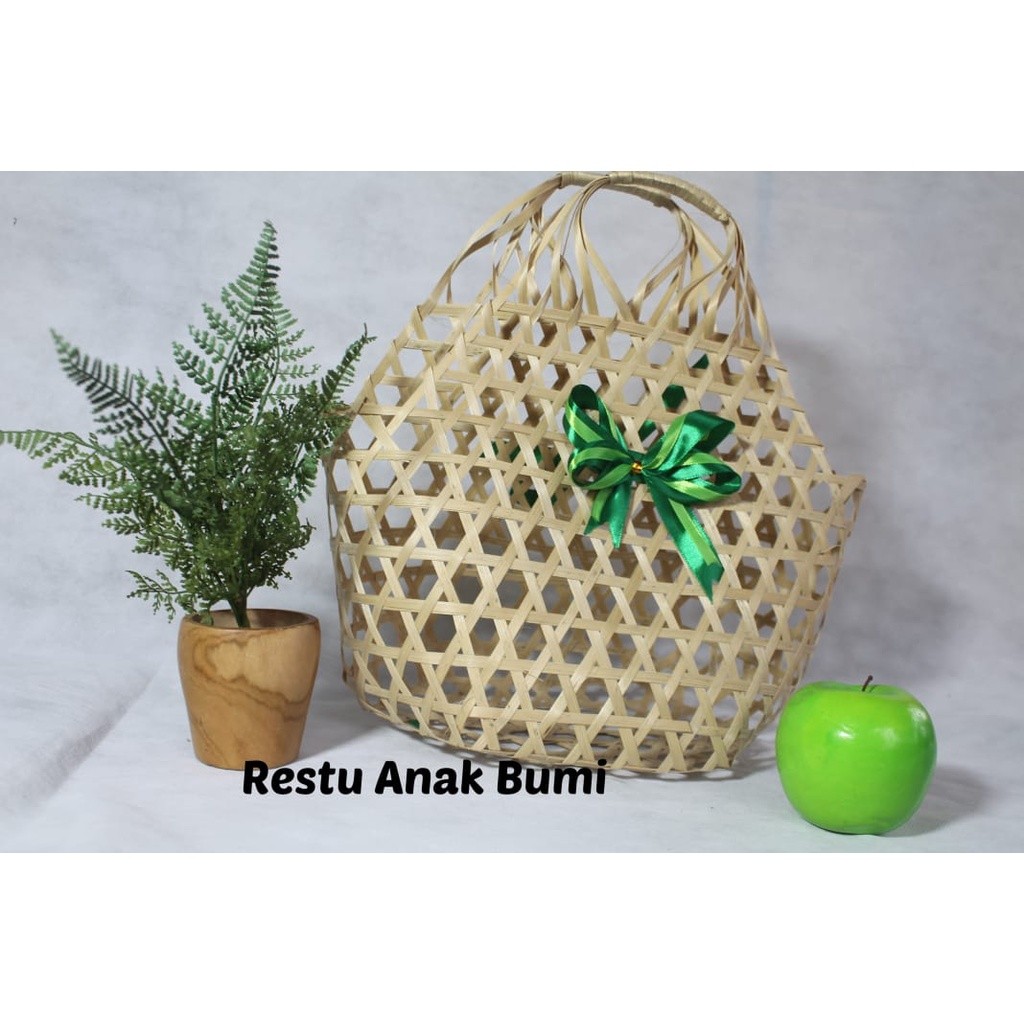 ( TL8 ) (A111) Tas Yukensi 35x15cm | tas parcel | tas hampers | tas anyaman bambu | tas oleh-oleh | 