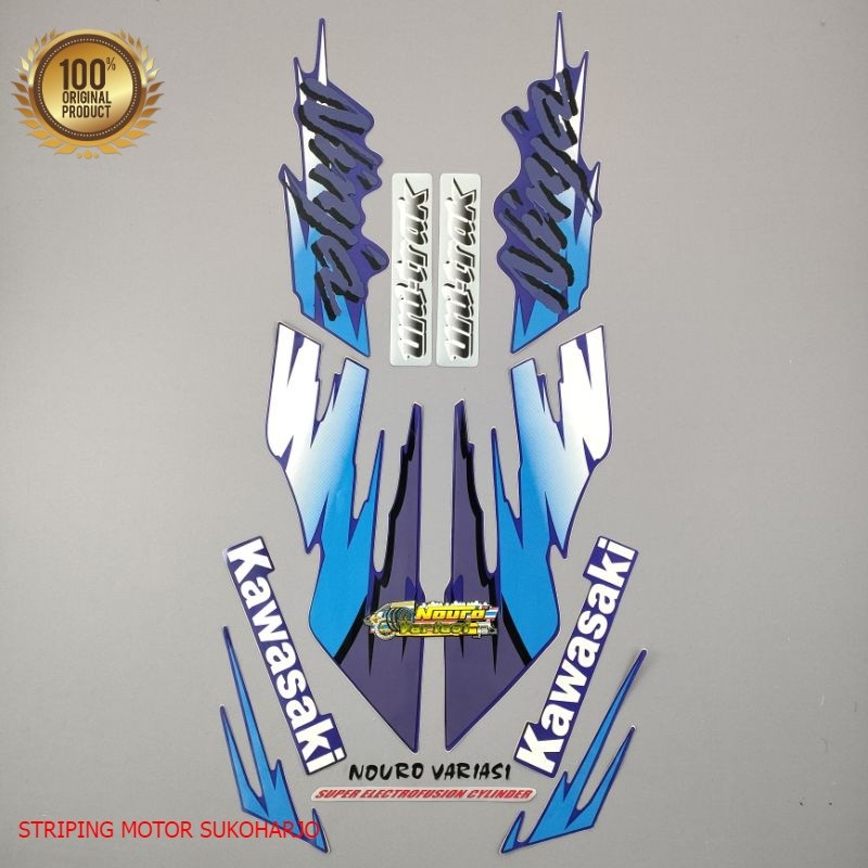 (ORI) striping kawasaki ninja kis 1996 1997 1998 biru stiker Lis body motor   Kualitas original