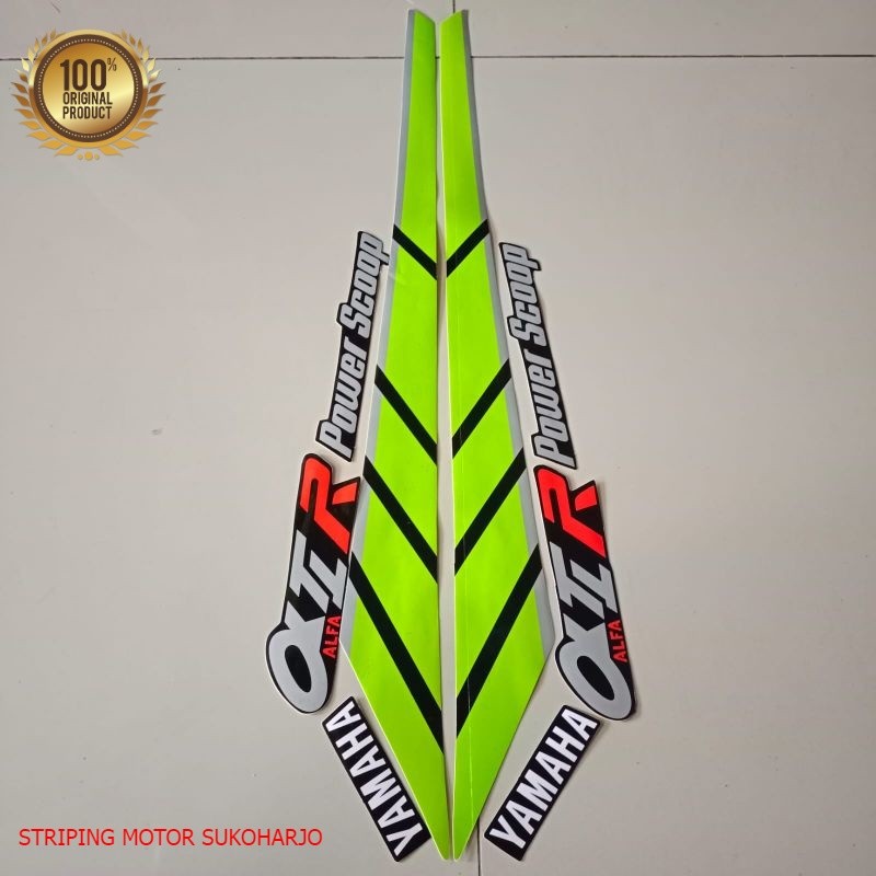 (ORI) Striping Yamaha v100/Alfa Alfa 100 power scoop striker Lis body hijau motor kualitas original