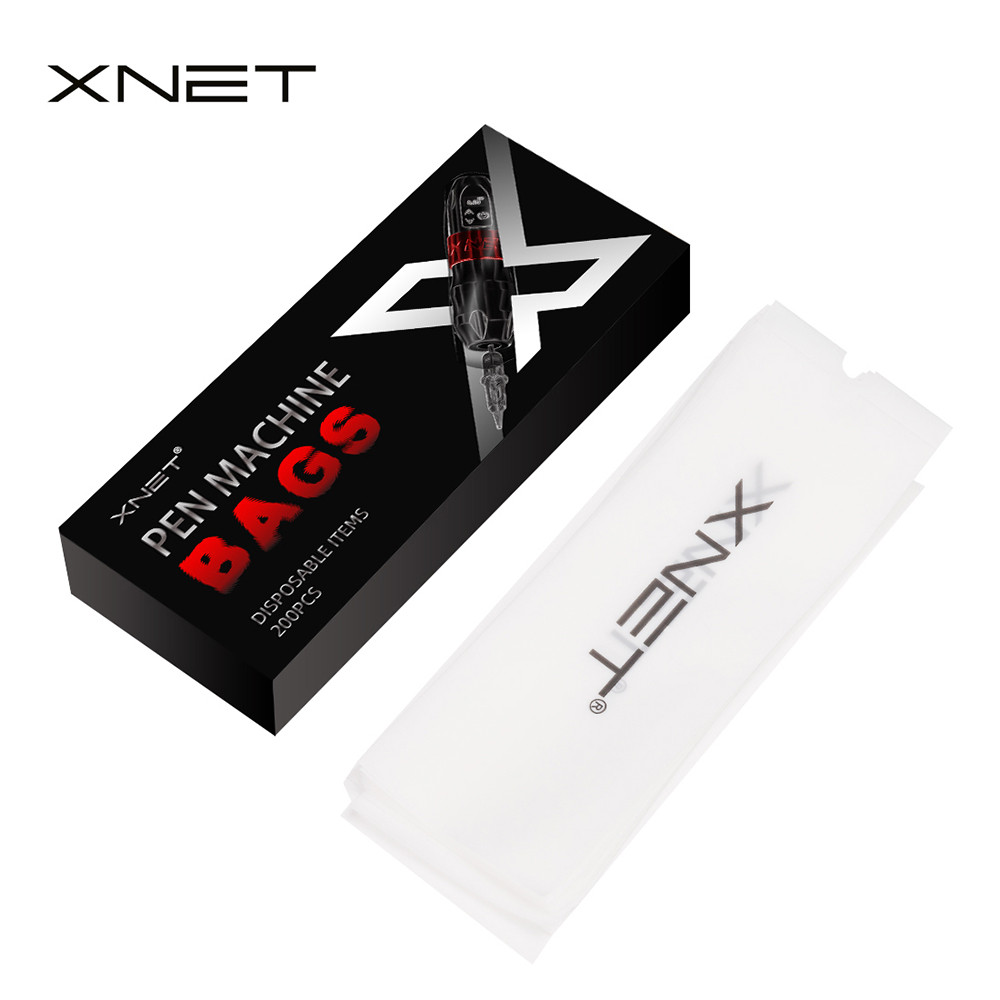 XNET 200Pcs sposable Cartridge Pen Machine Grip Sleeve Covers Plus Size for Tattoo Pen Machine Clear