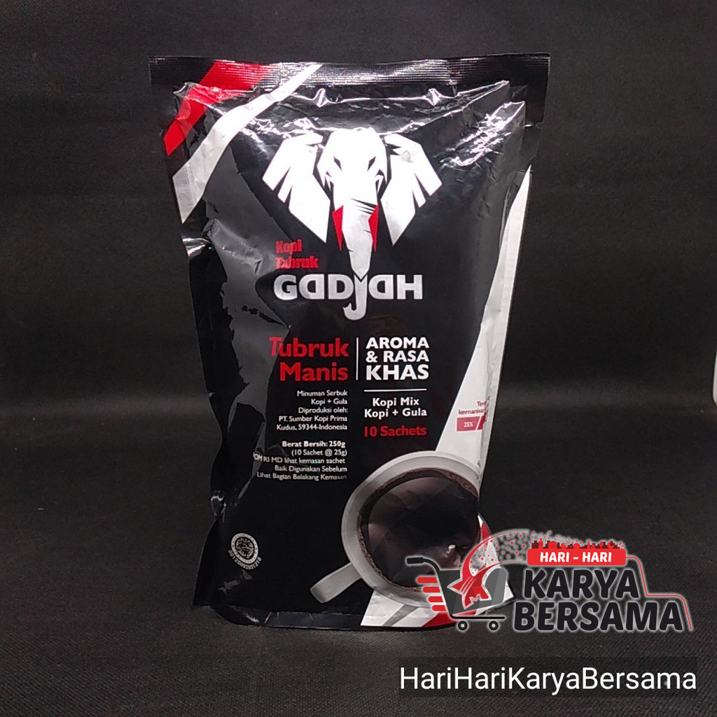 

KOPI BUBUK GADJAH KOPI TUBRUK MANIS KOPI MIX+GULA 10'S X 25GR