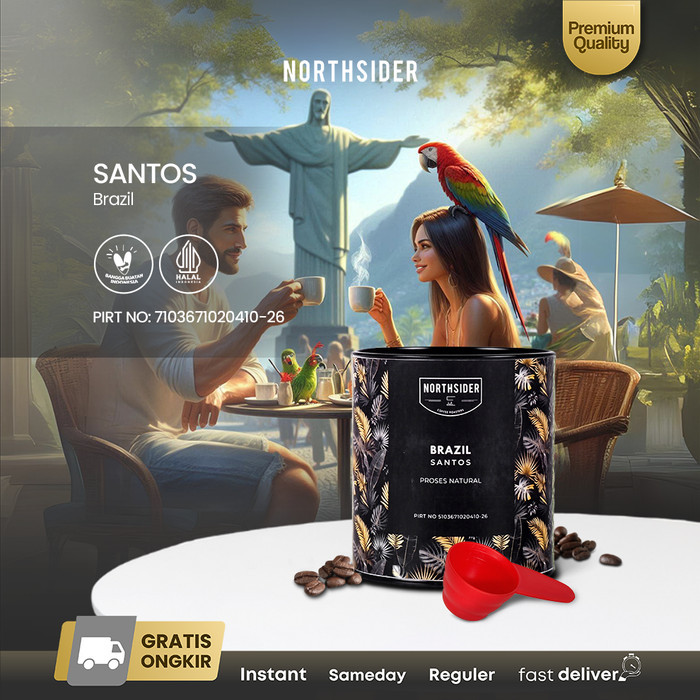 

Northsider Kopi arabika Brazil Santos Natural coffee - 100g, Biji Kopi